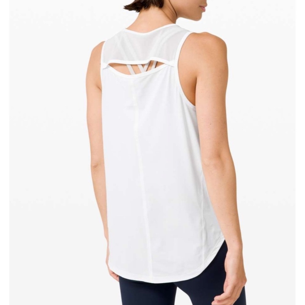 Lululemon Sculpt Tank Top Light Gray Mesh Back Performance Running Shirt Med EUC